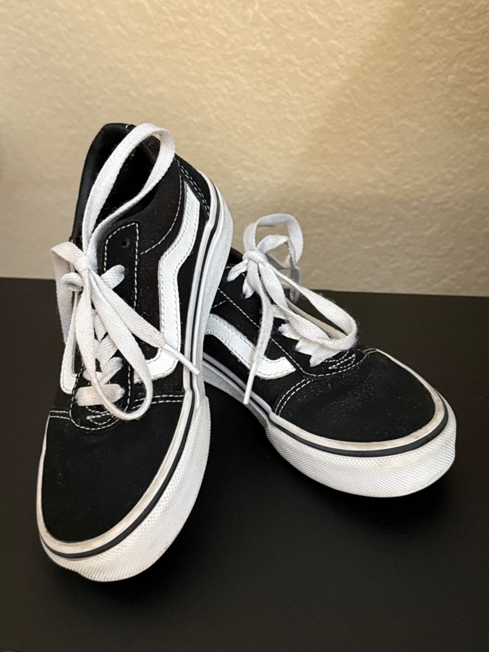 Vans Kids Black and White Classic Low-Top Sneakers